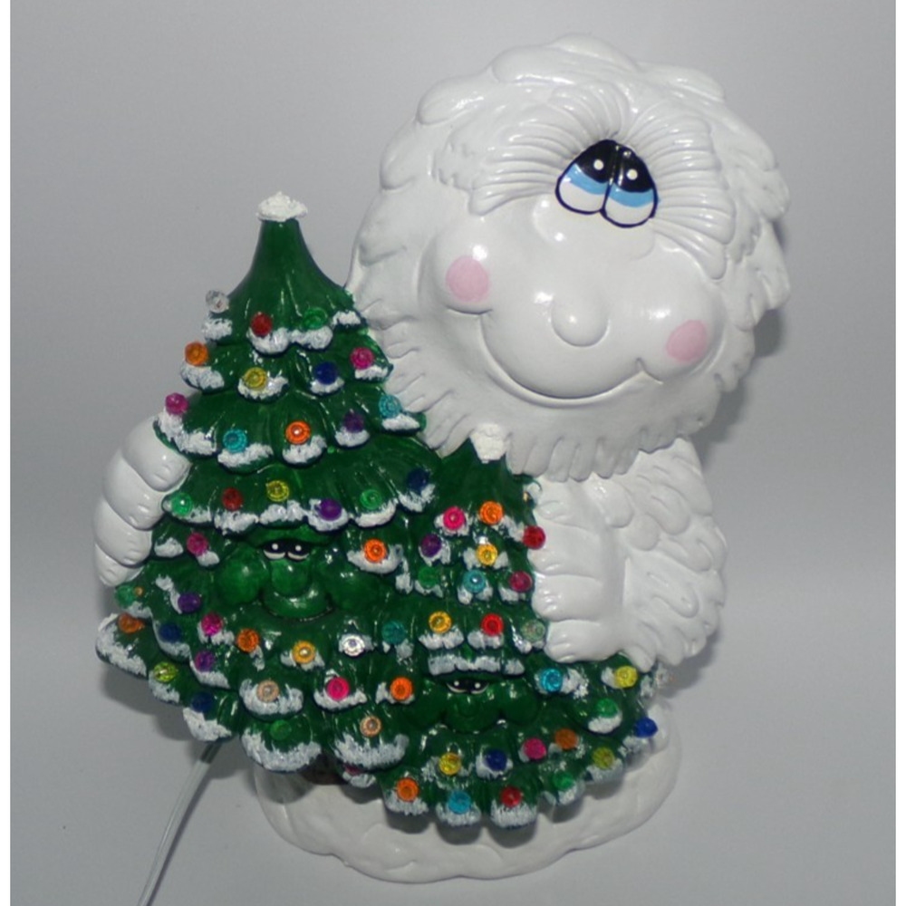 Vintage Retro style Tree Hugger Abominable Snowman Yeti Two Trees goggly eyes